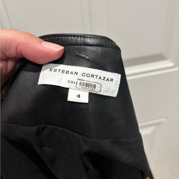 Esteban Cortazar Collarless Leather Jacket size 4 - Picture 4 of 6